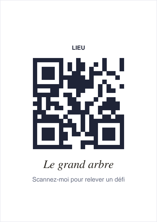 Une fiche imprimée avec le QR code d'un lieu